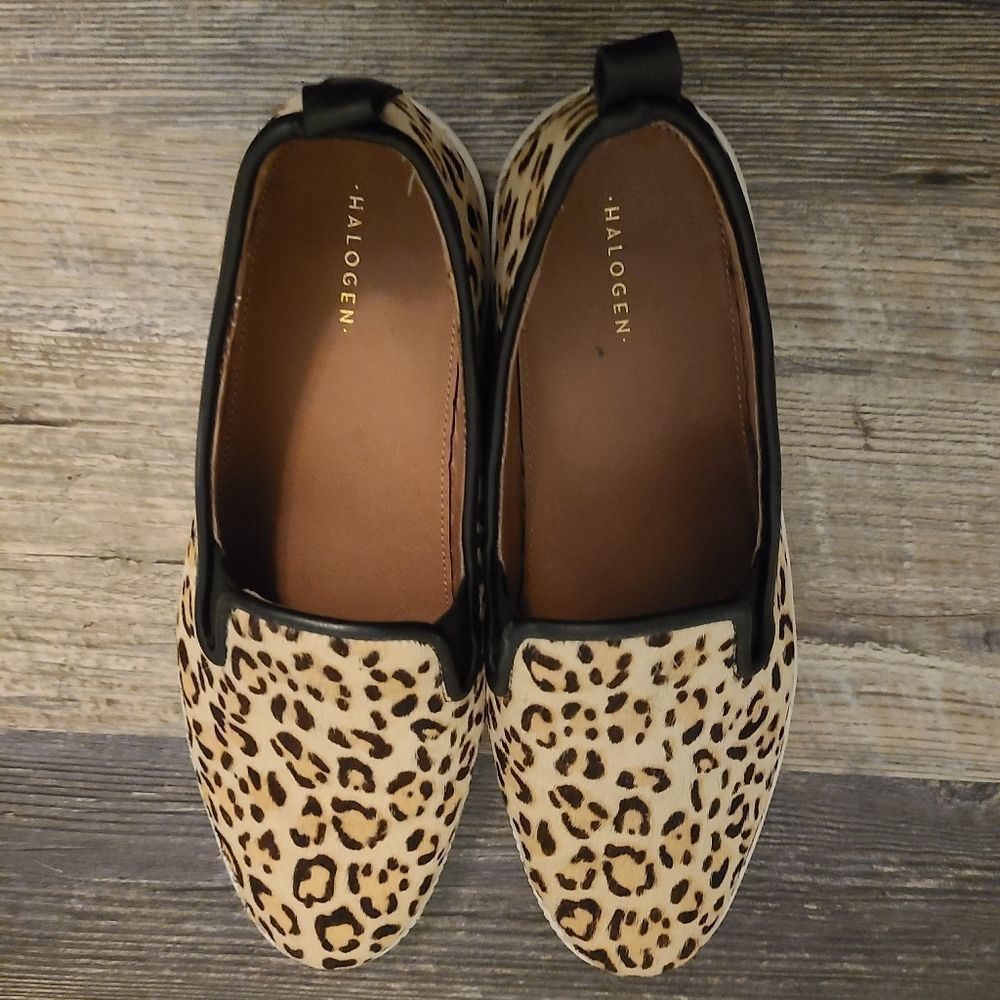Halogen Leopard Print Calf Hair Platform Slip on Sneakers - Picture 3 of 14